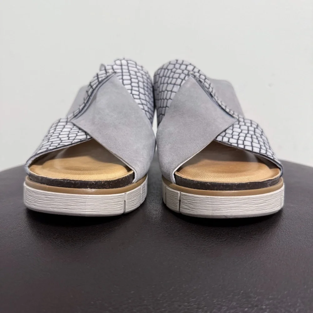 Diba True Grey Black Beachy Keen Suede Leather Wedge Slip On Platform Sandals
